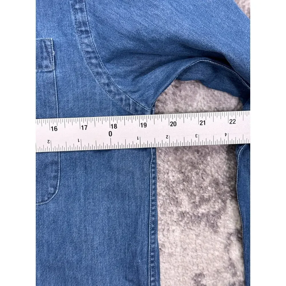 New Orvis Denim Shirt Small Mens Classic Fit Blue Work Shirt Long Sleeve